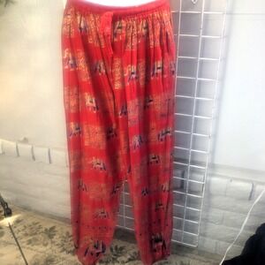 New Boho 2 pair Step In Style Elephant Print Women's Pants One Size S/M Red